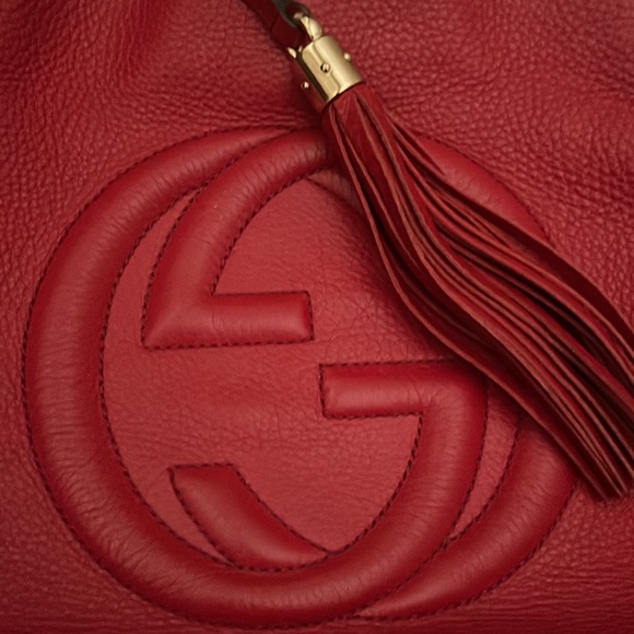 Gucci Handbags - GUCCI AUTHENTIC RED SOHO BAG CHAIN PURSE LEATHER  LARGE RED HOT 🔥 ❤️‍🔥 GG LOGO